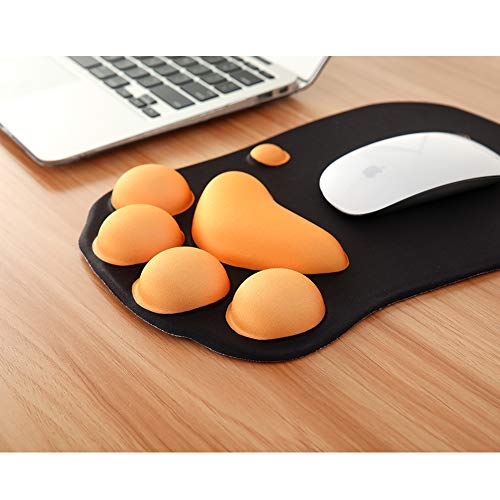 TULGIGS Cute Cat Paw Non Slip Mouse Pad with Wrist Support Soft Silicone Wrist Rests Ergonomic Comfort Computer Mouse Mat Desk Decor 11.55"*7.8"*0.99'' (Black) - Image 2