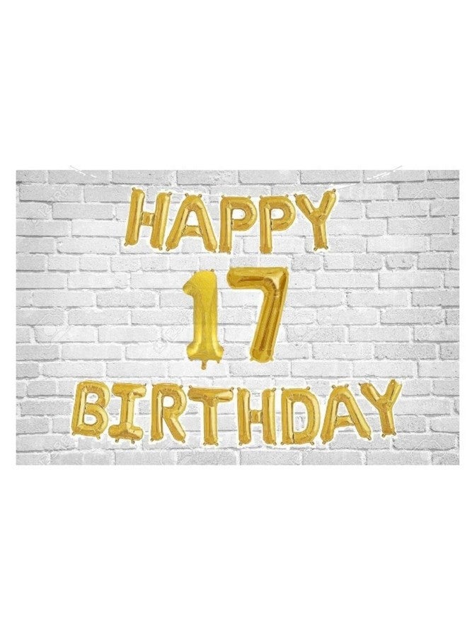 Balloonistics Happy Birthday Letter Golden Foil Balloons and Number Golden Foil Balloon for Party Decoration (Number 17) - Image 1