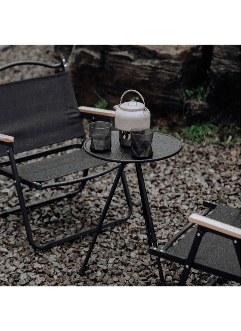 AnneFish - Folding Round Outdoor Three-legged Dining Table Portable Coffee Table Hike Picnic Liftable Table - Image 1