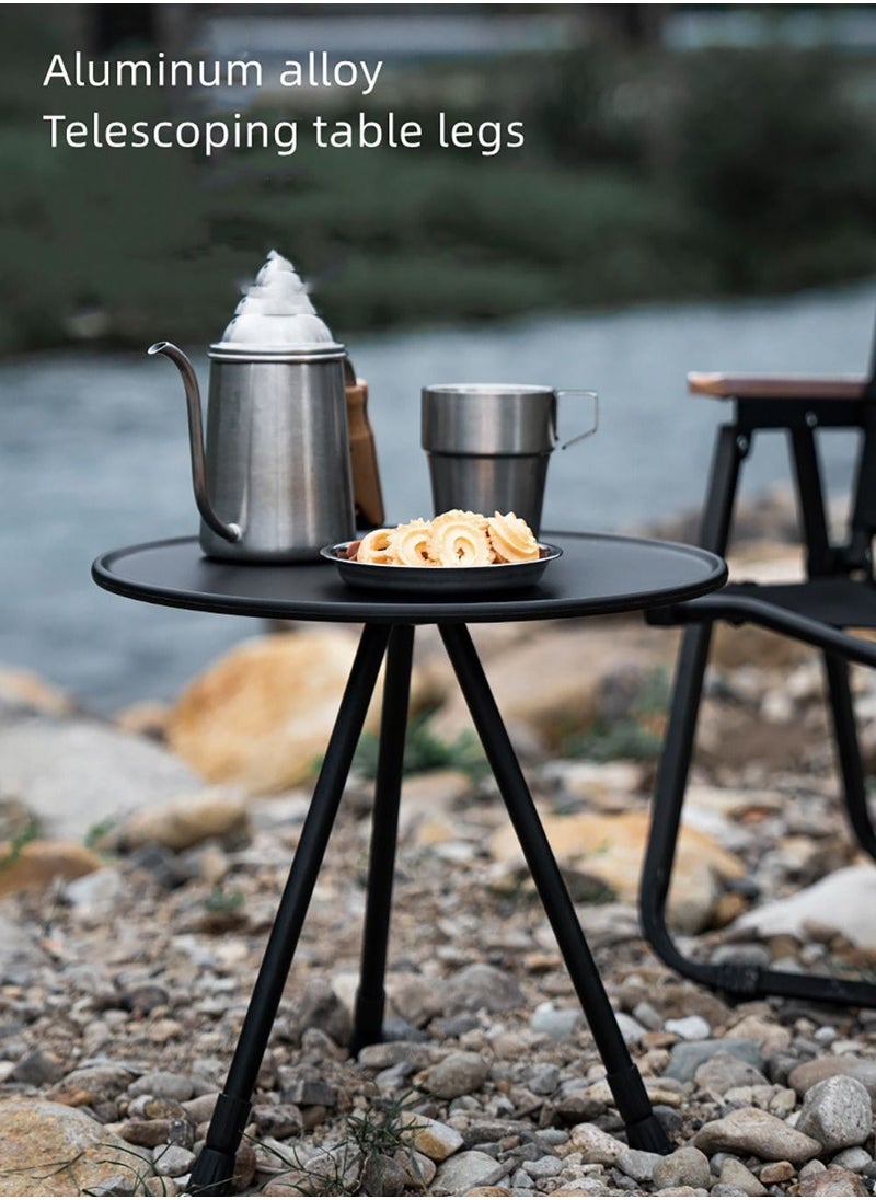 AnneFish - Folding Round Outdoor Three-legged Dining Table Portable Coffee Table Hike Picnic Liftable Table - Image 1