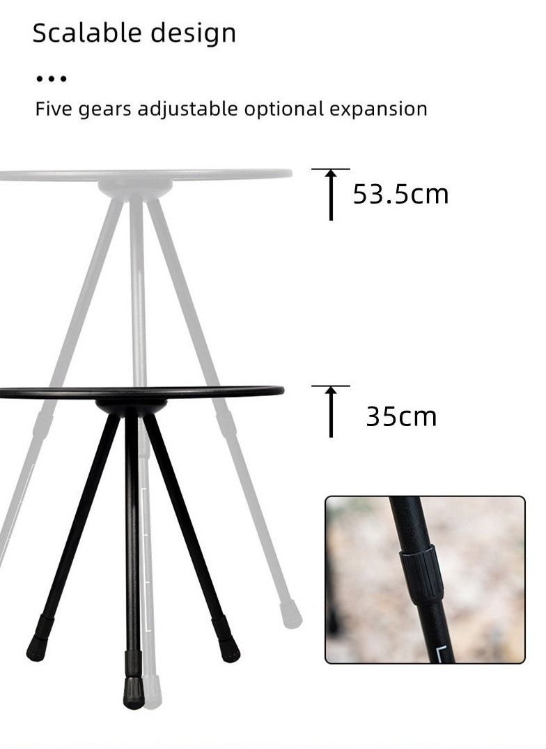 AnneFish - Folding Round Outdoor Three-legged Dining Table Portable Coffee Table Hike Picnic Liftable Table - Image 1