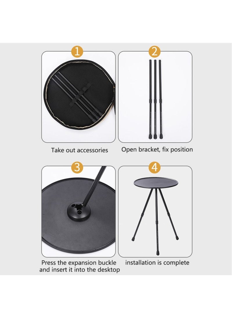 AnneFish - Folding Round Outdoor Three-legged Dining Table Portable Coffee Table Hike Picnic Liftable Table - Image 1