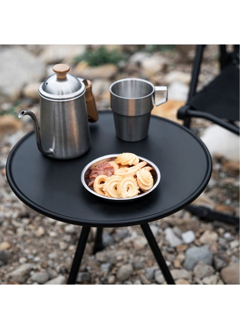 AnneFish - Folding Round Outdoor Three-legged Dining Table Portable Coffee Table Hike Picnic Liftable Table - Image 1