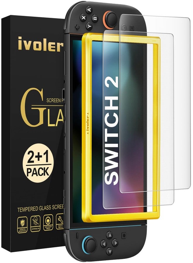 iVoler 2 Pieces Matte Tempered Glass Film Compatible with Nintendo Switch 2 Model 2025, Installation Tool Included, Anti-Glare Matte Protective Film Protection Anti Scratches - Image 1
