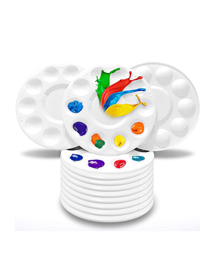 Terabyte 8 Inch 13 Wells Artist Paint Palette, Circular6pcs  Watercolor Painting Mixing Tray for Watercolor Gouache Acrylic Oil Painting - Image 1