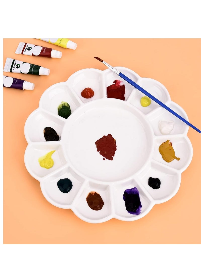 Terabyte 8 Inch 13 Wells Artist Paint Palette, Circular6pcs  Watercolor Painting Mixing Tray for Watercolor Gouache Acrylic Oil Painting - Image 2