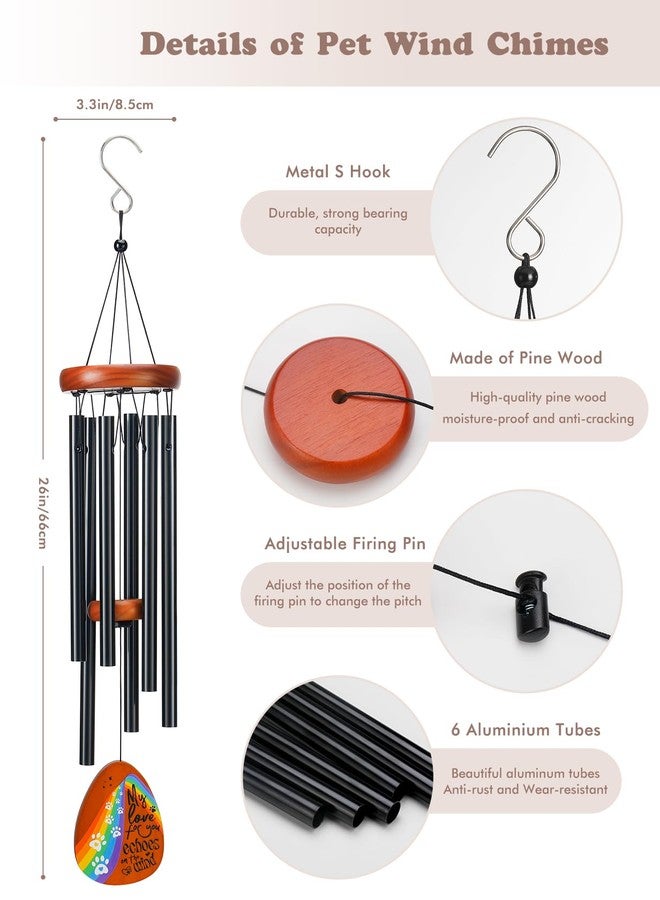 wtisan Dog Memorial Gifts for Loss of Dog, Pet Memorial Gifts for Dogs, 26" Pet Memorial Wind Chimes for Loss Dog, Loss of Dog Sympathy Gift, Dog Wind Chime with Rainbow Bridge for Outside Garden Patio - Image 2