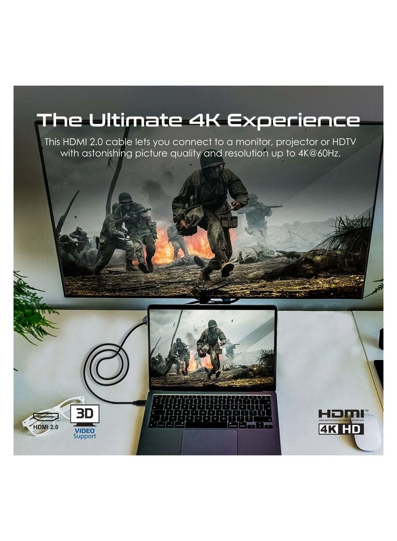 PROMATE HDMI 2.0 Cable, 4K@60Hz HDMI to HDMI Slim 10m Cable with 3D Video Support, 9Gbps Bandwidth, Ethernet Support and Gold-Plated Connectors for Laptops, Smart TVs, Monitors, ProLink4K60-10M Black - Image 2