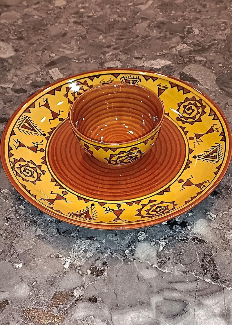 Caffeine Ceramic Handmade Mustard Brown Combo Dinner Set (2 pcs.) - Image 2