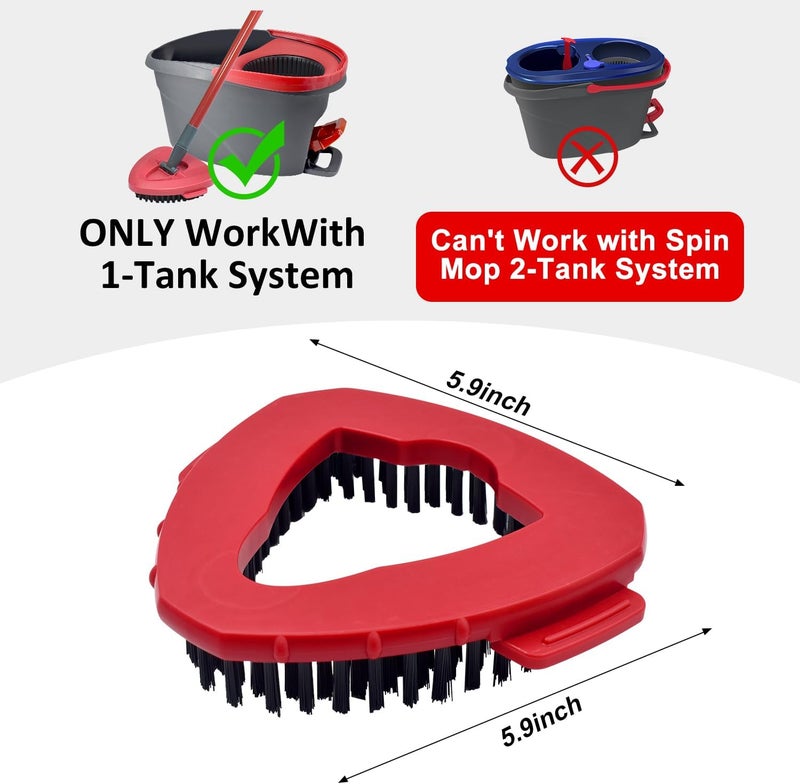 GFRED Scrub Brush Mop Replace Head for O cedar EasyWring 1-Tank Spin Mop System Ocedar Mop Scrub Brush Head Hard Bristle Scrub Brush Floor Clean to Bathroom, Kitchen, Tub and Tile, NOT Fit RinseClean 2-Tank - Image 2