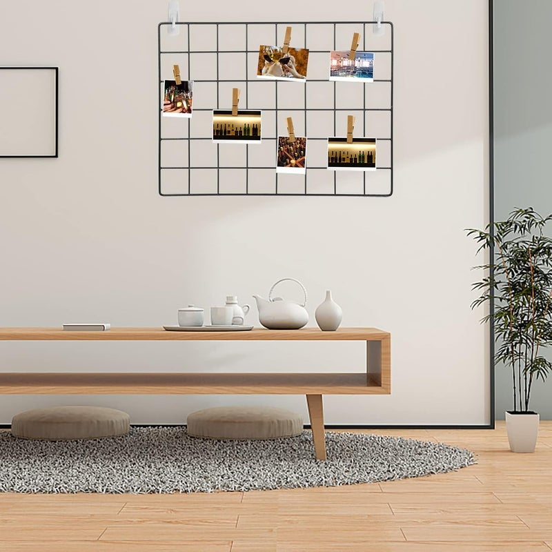 VOSAREA Metal Grid Wall Panel Organizer for Photos Crafts Decor Stylish Iron Wire Display Rack for Living Room Bedroom Office Nordic Design - Image 2