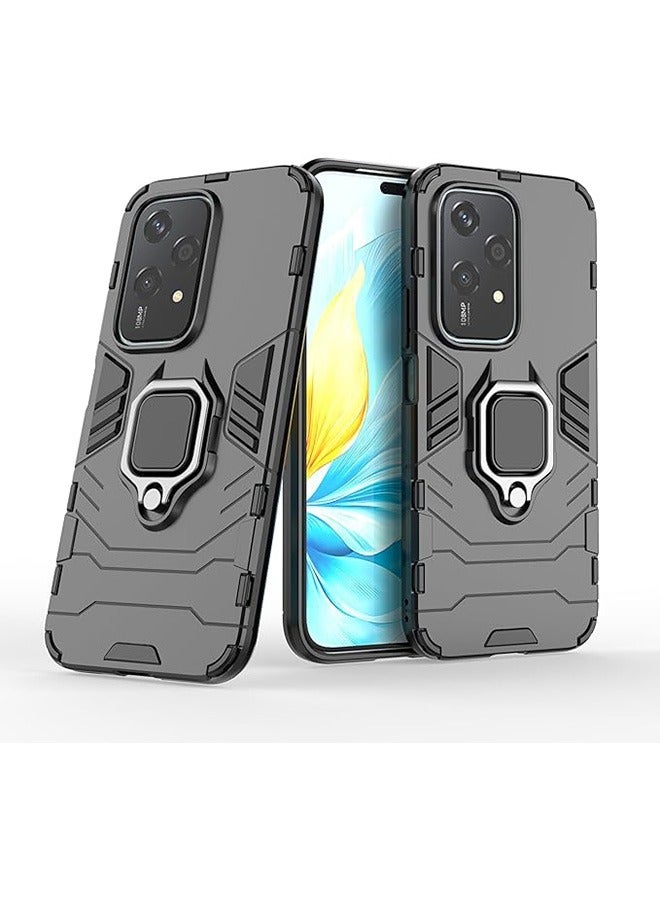 Compatible With Honor 200 Lite 5G Case, Hybrid Heavy Duty Protection Defender Kickstand Armor Case Cover, Anti-Fall Drop Protection, Shockproof Case , Black - Image 1