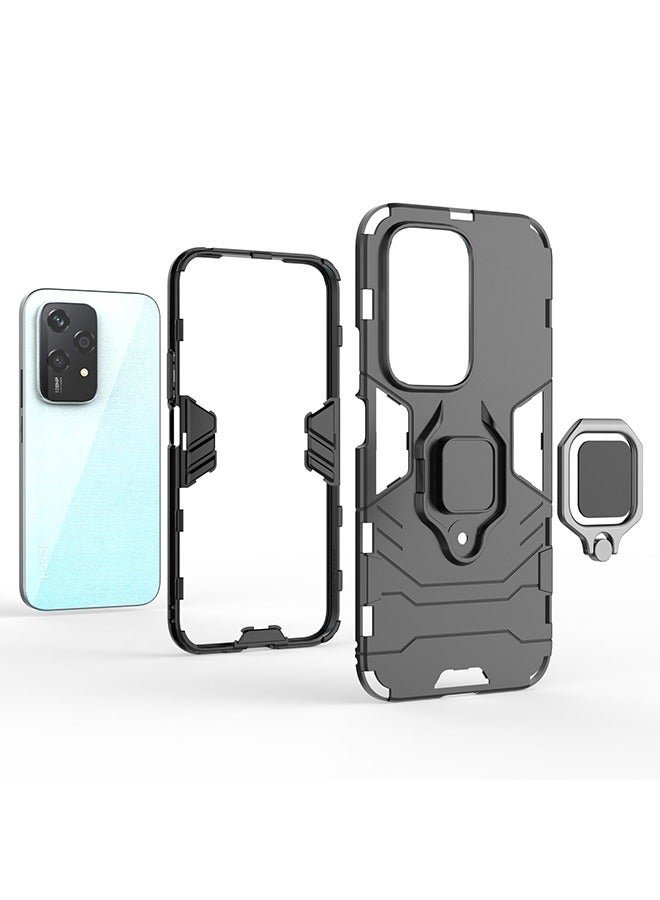 Compatible With Honor 200 Lite 5G Case, Hybrid Heavy Duty Protection Defender Kickstand Armor Case Cover, Anti-Fall Drop Protection, Shockproof Case , Black - Image 4