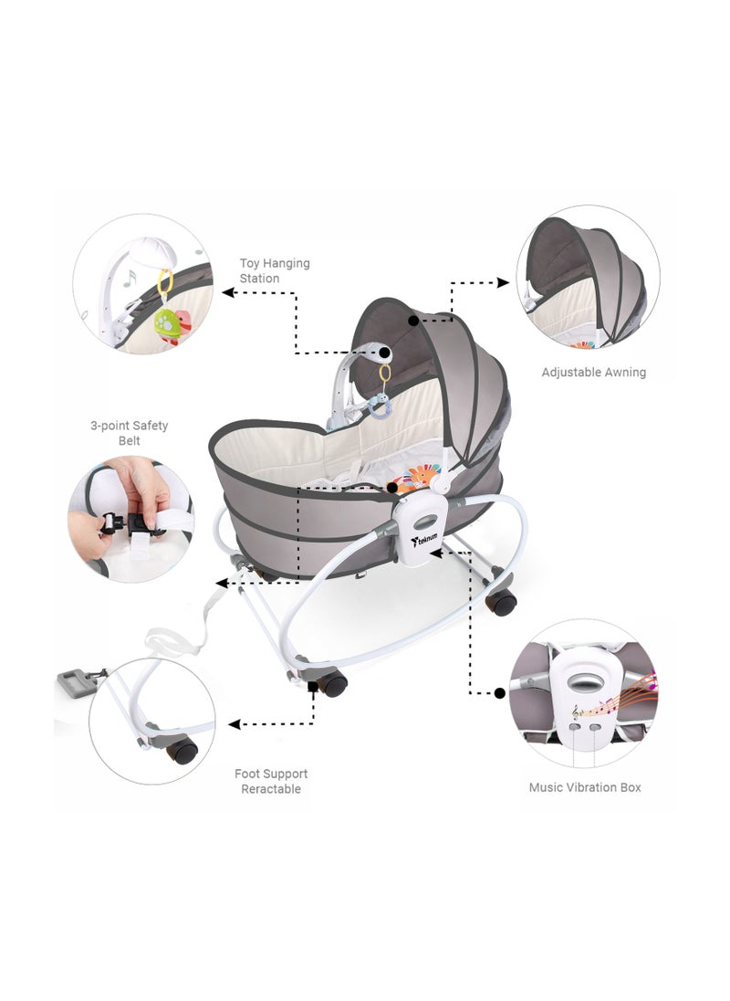 TEKNUM - 6 - In - 1 Cozy Rocker Bassinet With Wheels, Awning And Mosquito Net - Grey - Image 1