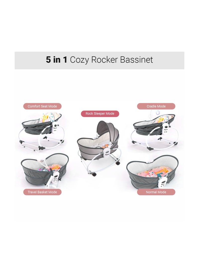 6 - In - 1 Cozy Rocker Bassinet With Wheels, Awning And Mosquito Net - Grey - pzsku/Z19B2B2B3ED464D7514B7Z/45/_/1696052867/07a83e4f-fabf-4643-bb20-313df1757313