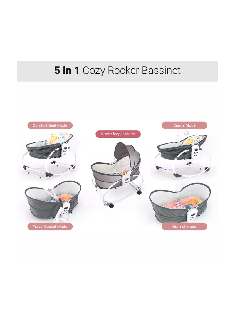 TEKNUM - 6 - In - 1 Cozy Rocker Bassinet With Wheels, Awning And Mosquito Net - Grey - Image 1