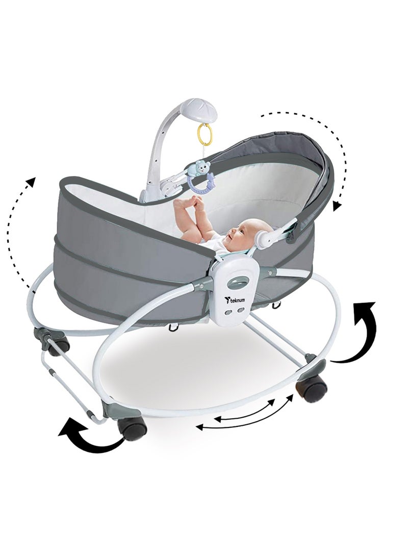 TEKNUM - 6 - In - 1 Cozy Rocker Bassinet With Wheels, Awning And Mosquito Net - Grey - Image 1