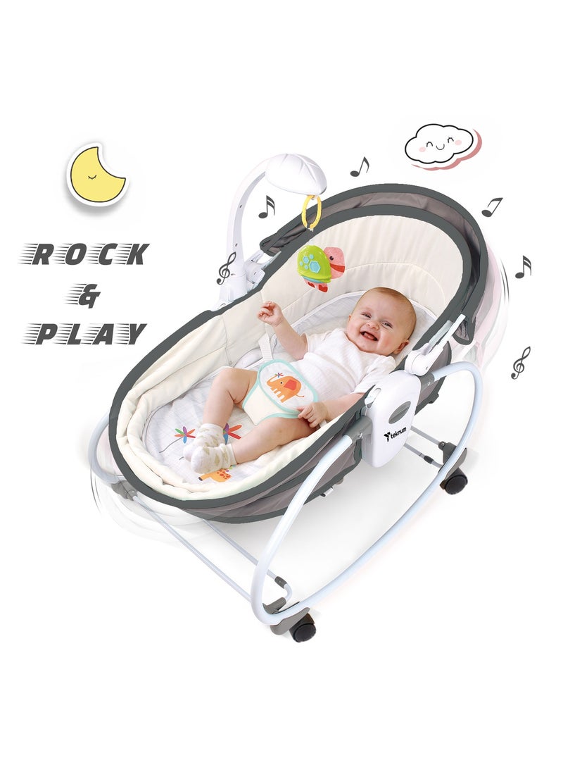 TEKNUM - 6 - In - 1 Cozy Rocker Bassinet With Wheels, Awning And Mosquito Net - Grey - Image 1