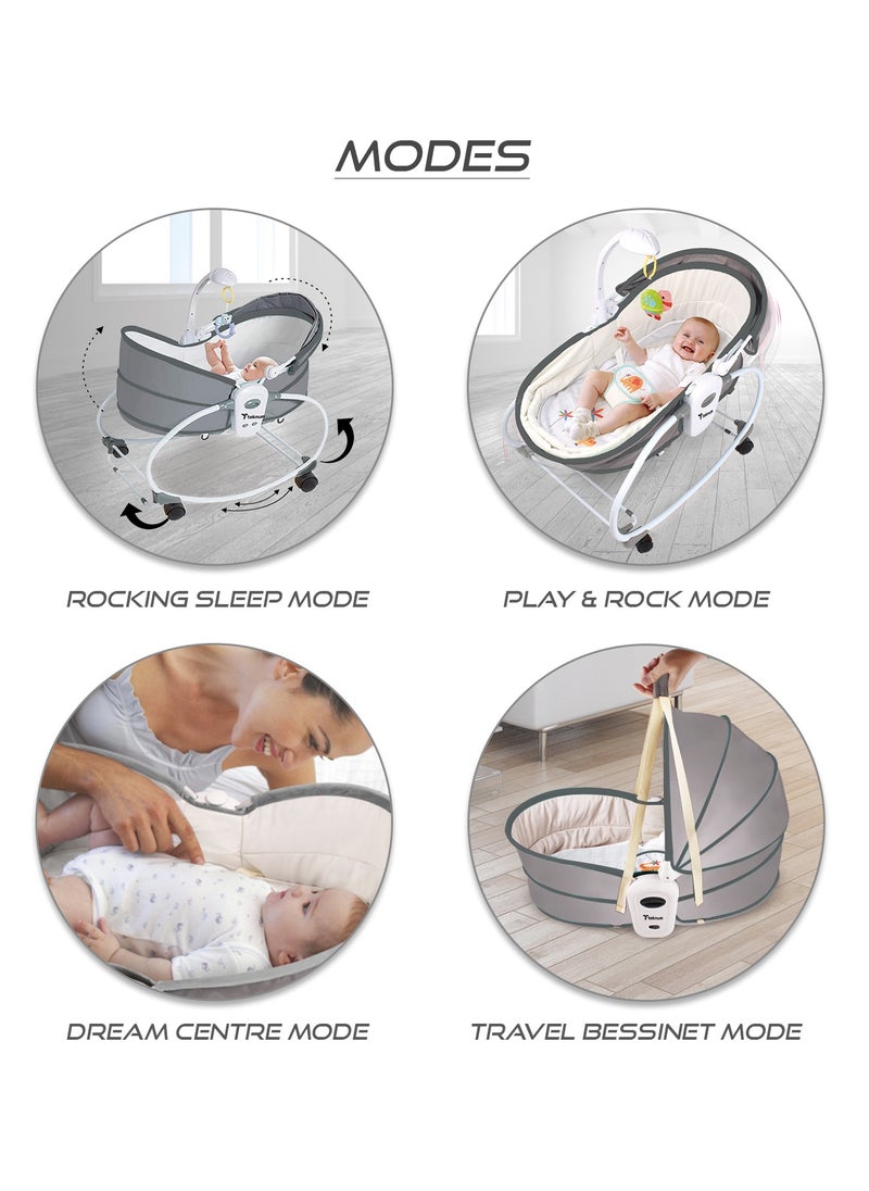 TEKNUM - 6 - In - 1 Cozy Rocker Bassinet With Wheels, Awning And Mosquito Net - Grey - Image 1