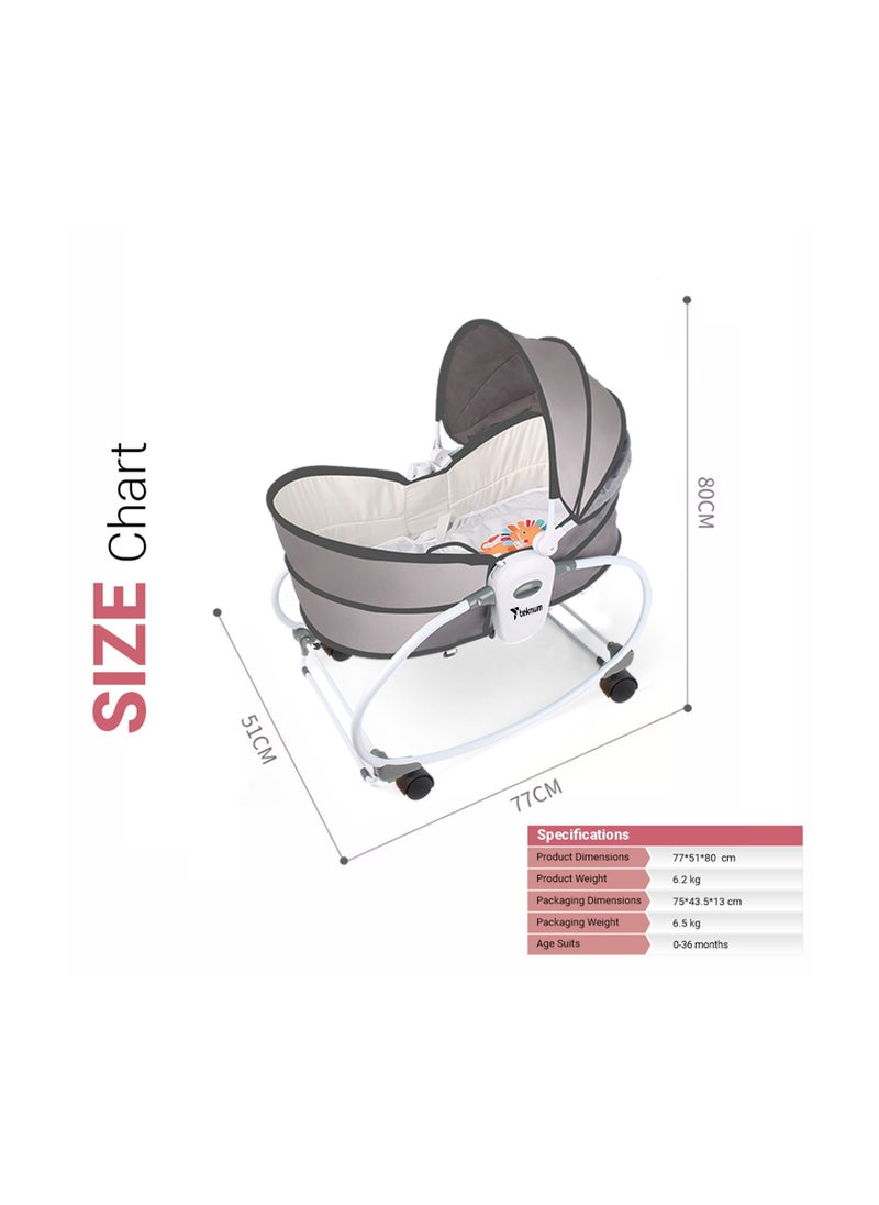 TEKNUM - 6 - In - 1 Cozy Rocker Bassinet With Wheels, Awning And Mosquito Net - Grey - Image 1