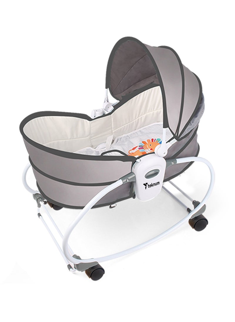 TEKNUM - 6 - In - 1 Cozy Rocker Bassinet With Wheels, Awning And Mosquito Net - Grey - Image 1