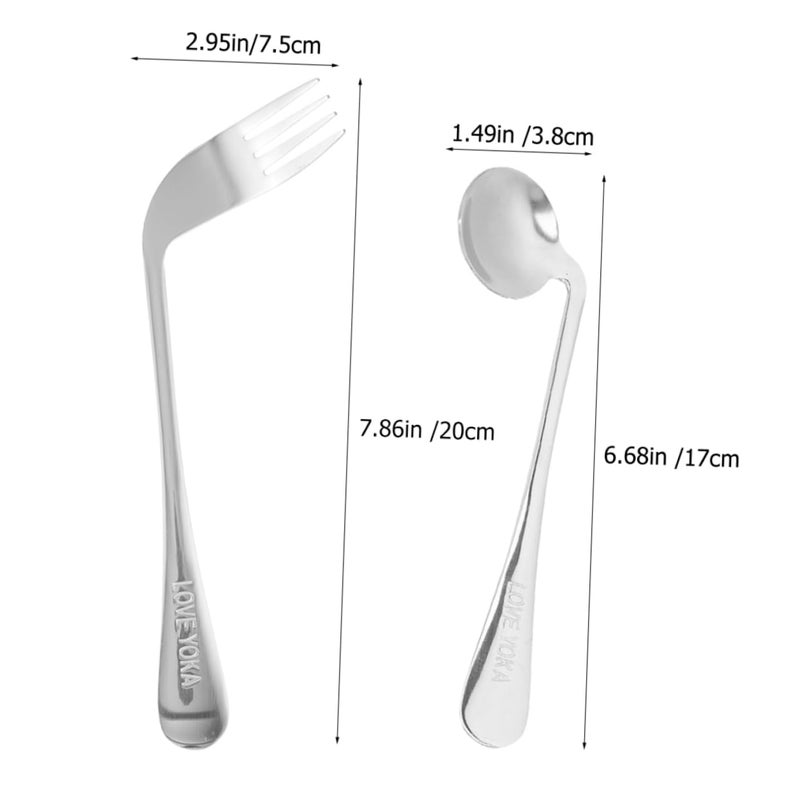 Angled Stainless Steel Feeding Utensils Ergonomic Grip for Elderly Patients Self Feeding - Image 3