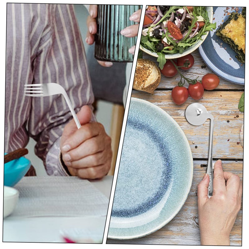Angled Stainless Steel Feeding Utensils Ergonomic Grip for Elderly Patients Self Feeding - Image 4