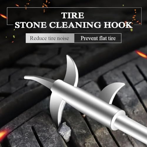 Nexllent 2 in 1 Car Tire Cleaning Tool/Car Tyre Stone Removal Hook/Stone Remover from Tyre Ideal for Car Bike & Motorbike Tyres Groove with Strong Rubber Gip Handle(Wheel Protector) - Image 2
