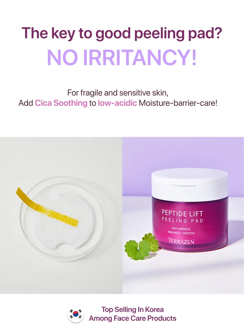 Terrazen Korean Face Skin Care Exfoliating Pads - Anti Aging & Rejuvenating with Peptide Amino Acid Gentle Peel Facial Pads