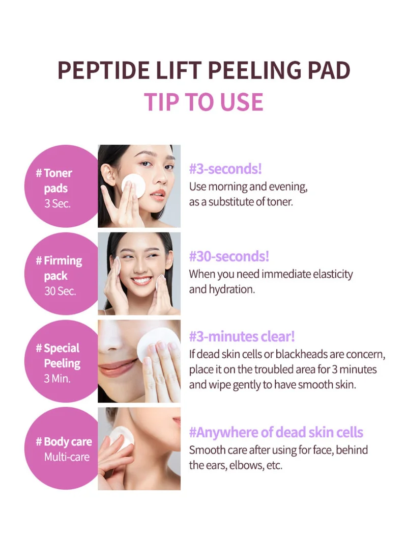 Terrazen Korean Face Skin Care Exfoliating Pads - Anti Aging & Rejuvenating with Peptide Amino Acid Gentle Peel Facial Pads