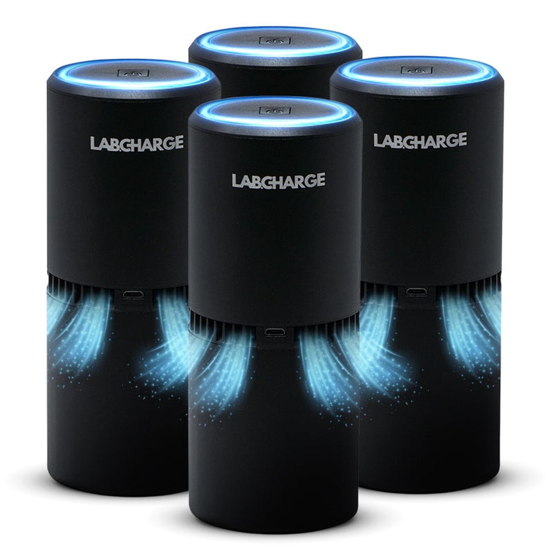 Lab Charge Small Ionic Air Purifier for Home & Bedroom â€“ Silent HEPA Filter â€“ Covers 250 Sq Ft - Free Cleaner for Pets, Hair, Smoke, Dust, Odors & Dander â€“ Compact & Black Design - Pack of 4 - Image 1