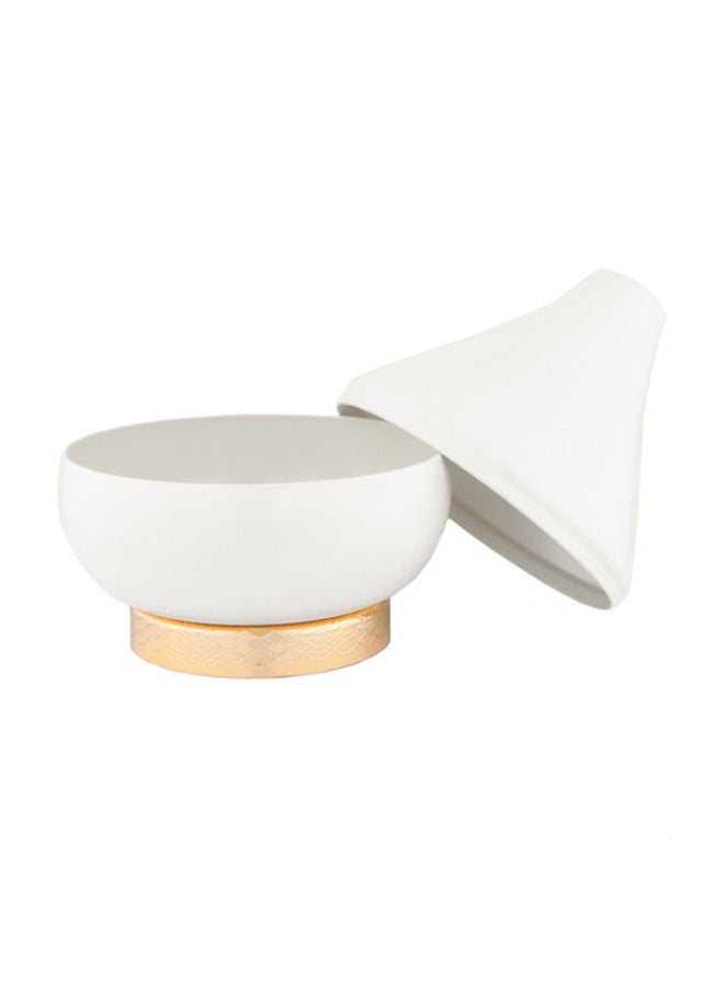 Alsaif طبق تقديم جوانا مع غطاء كبير أبيض/ذهبي - Image 2