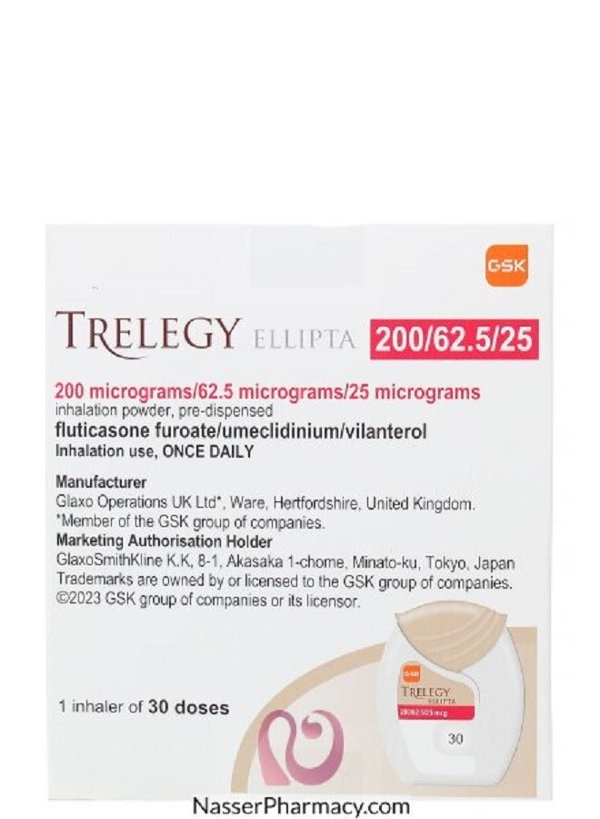 TRELEGY ELLIPTA 200/62.5/25MCG 30DOS