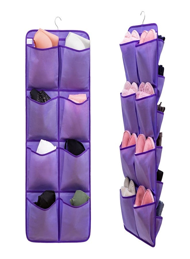 ANIZER Dual Sided Hanging Closet Organizer Shoe Rack Holder with 26 Large Pockets (Purple) - Image 1