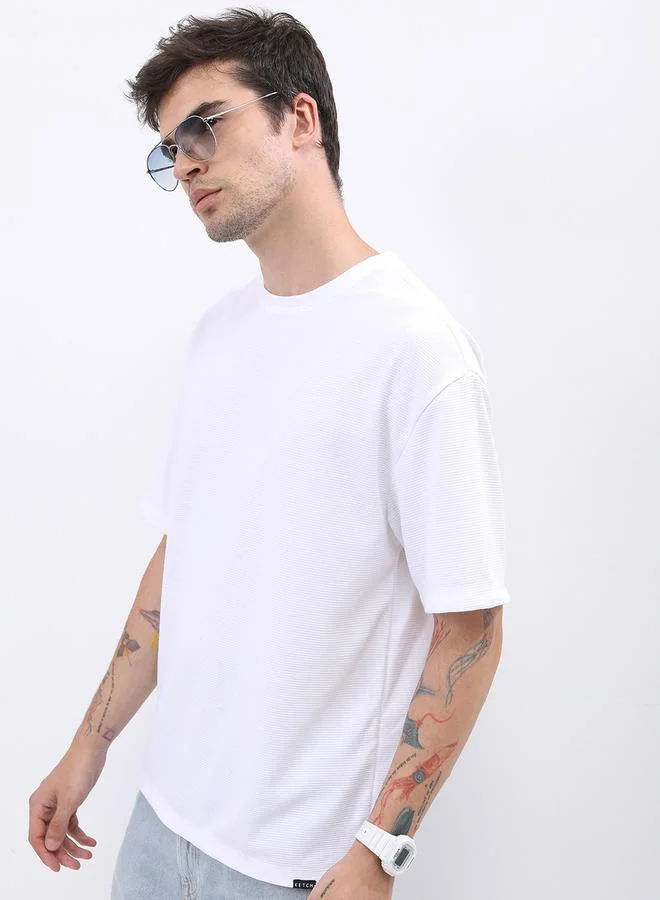 Ketch Solid Round Neck Regular Fit T-Shirt by Styli