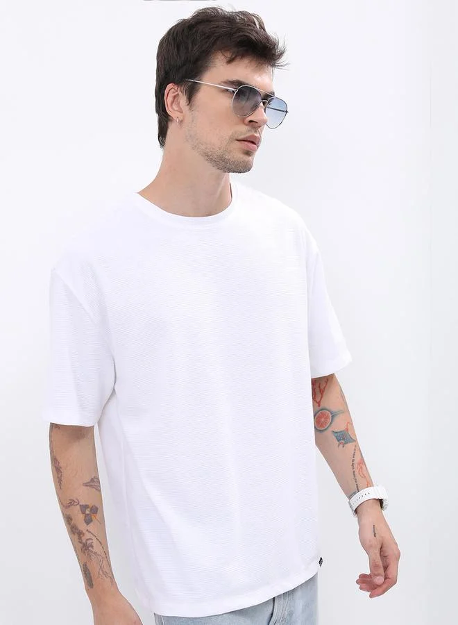 Ketch Solid Round Neck Regular Fit T-Shirt by Styli