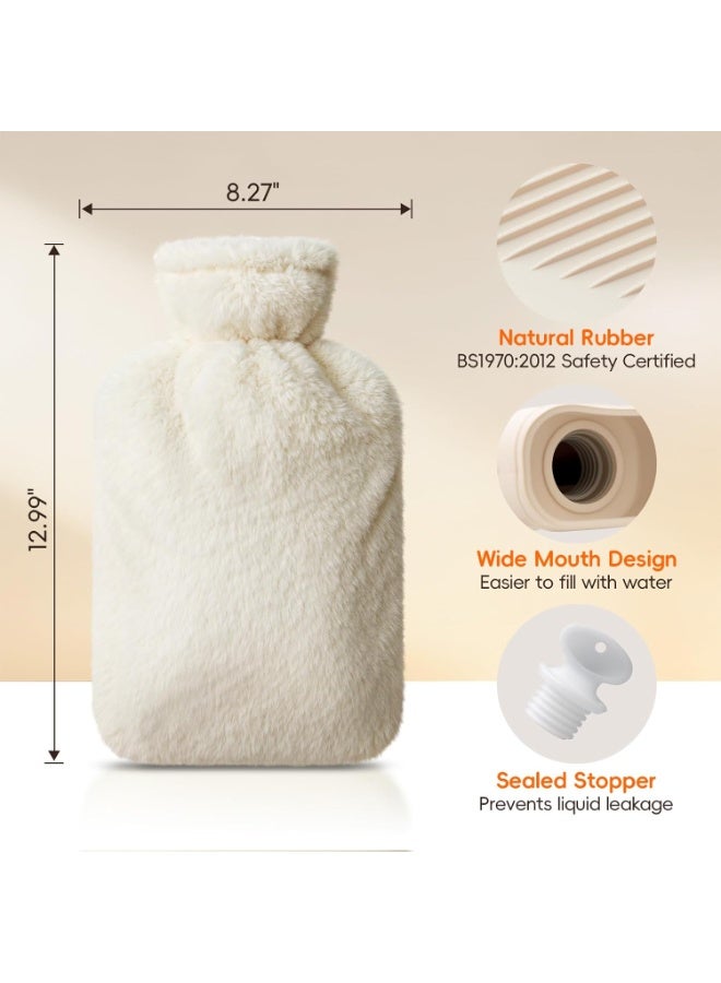MOMENT Hot Water Bottle with Soft Cover (2 Liter) Hot Water Bag for Cramps, Pain Relief, Removable Hot Cold Pack for Hot and Cold Therapy and Feet Warmer Cream White - Image 3