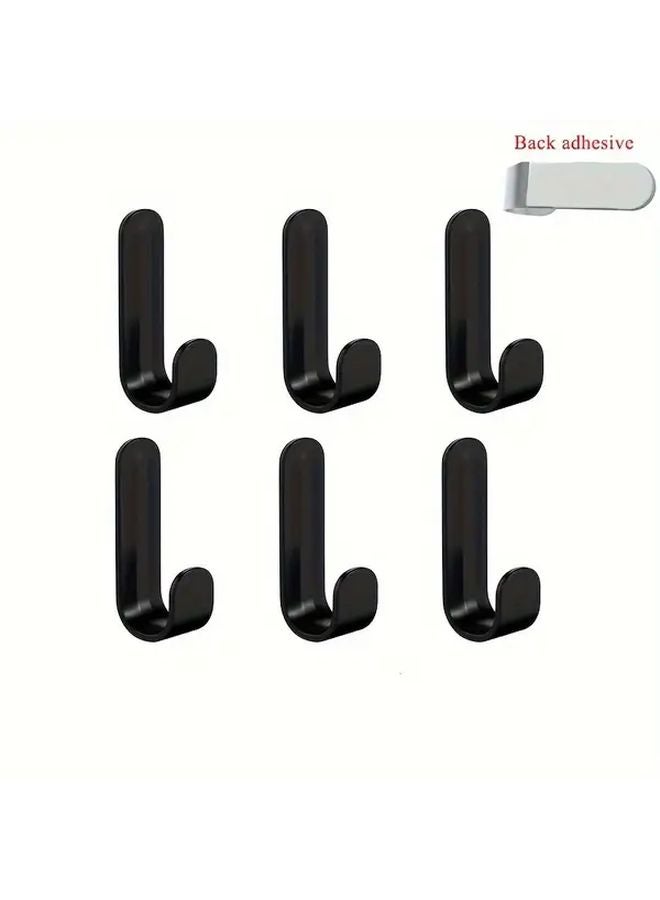 6 Pcs Black Wall Hooks Multi Purpose For Organizing Keys Clothes Towels - Image 1