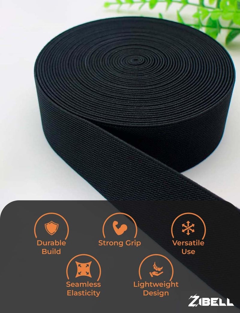 ZIBELL Elastic Bands for Tailoring, Sewing Elastic for Pants and Clothes, High Elasticity Knit Spool, DIY Projects (Black, 1 Inch, 10 Meters) - Image 2