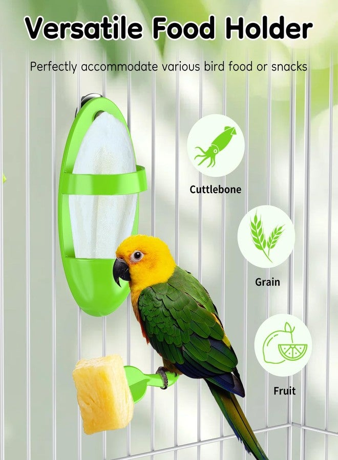 باوفلي حامل عظم الحبار للطيور من باوفلاي (قطعتان)، رف تغذية للببغاء مصنوع من عظم الحبار، معلف طيور معلق مع مجثم، حامل بلاستيكي للفواكه والخضراوات والحلويات، رف تغذية للكوكاتيل - Image 5