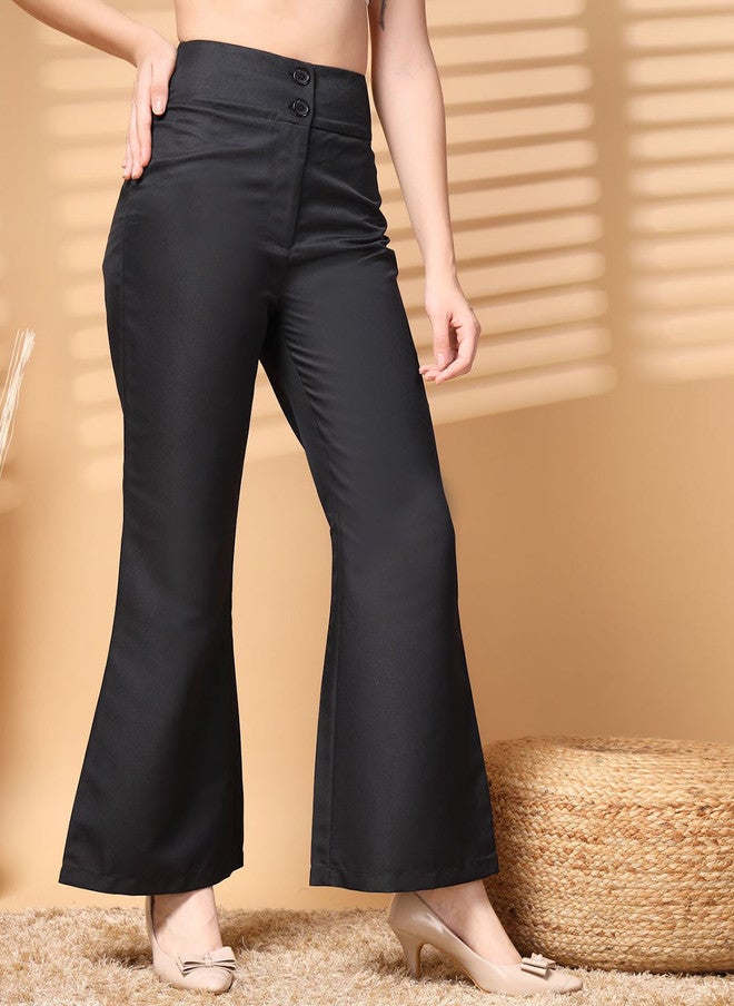 PlusS Black Loose Fit Trousers for Women - Image 2