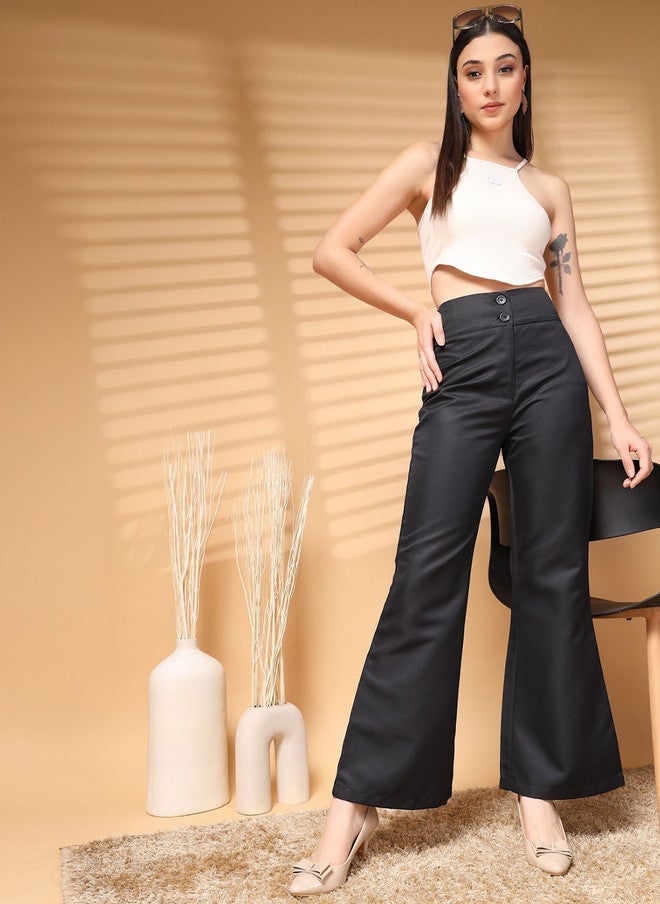 PlusS Black Loose Fit Trousers for Women - Image 5