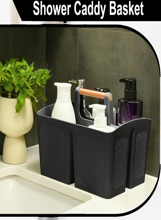 Haundry Plastic Black Shower Caddy Basket with 3 Compartments, Portable Divided Bathroom Cleaning Caddy Organizer Storage Tote with Handle for Dorm, College, Room Essentials - Image 5