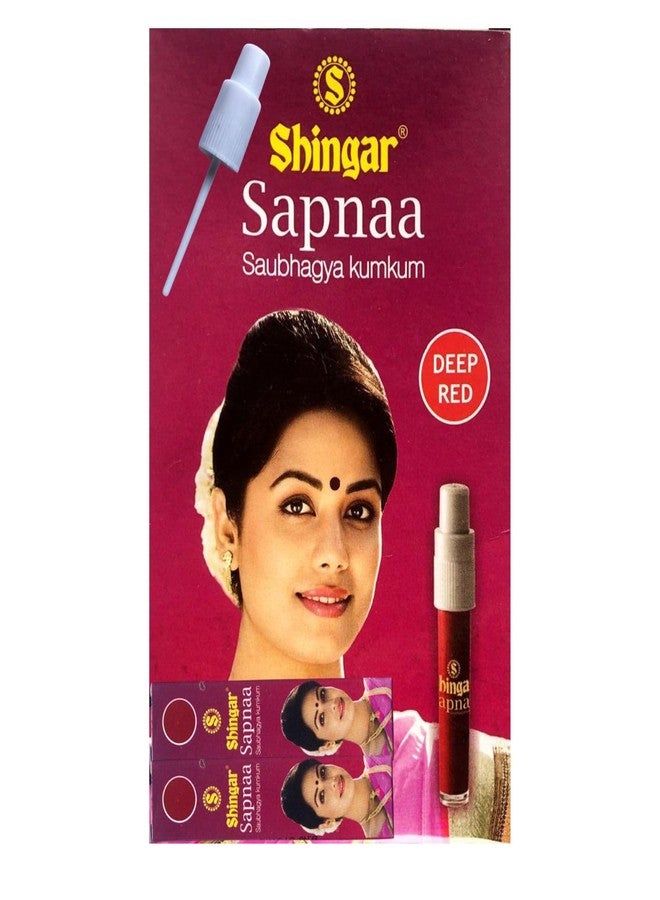 Shingar Saubhagya Kumkum Liquid | Shingar Sapnaa Kumkum - Pack of 12, Deep Red Color - Image 1