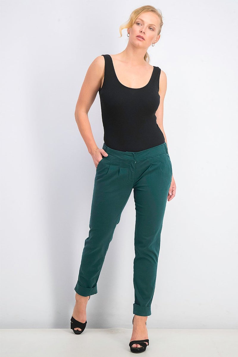 Harmont & Blaine Women Four Pocket Pants, Green - Image 4