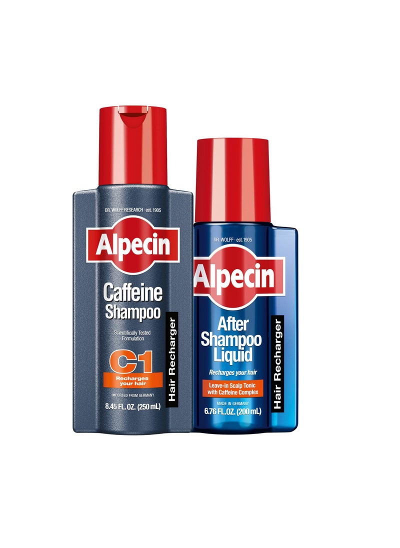 Alpecin Alpecin C1 Caffeine Shampoo 8.45 fl oz + Alpecin After Shampoo Liquid 6.76 fl oz I Hair Performance Enhancer Promotes Natural Hair Growth and Thickness I Energizes Scalp 