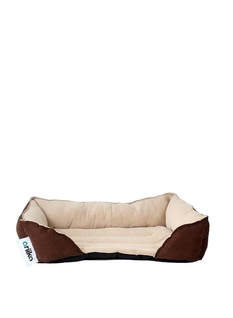 Ariika mike pet bed small 35x50x20 sabia brown & beige suitable for cats & dogs - designed with ultimate comfort in mind, our pet beds feature a three-bolster frame lined with premium fiber filling - Image 2