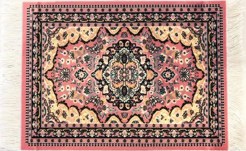 Inusitus Sand resistant Carpet Coasters, Set of 4 Turkish Rug Style Table Drink mats, Blue Absorbent Kitchen and Dining Accessories, Spill & drip Protection, Rectangular (Pink) Season change compatible build - Image 4