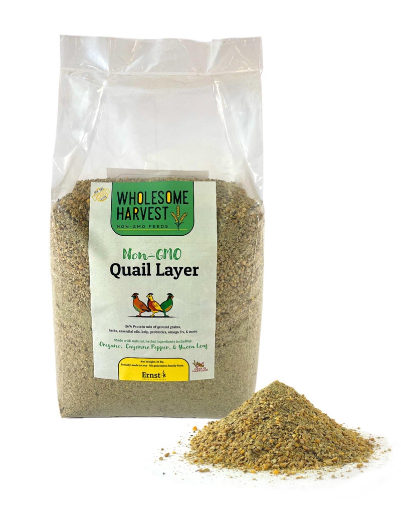 Wholesome Harvest Non-GMO Quail Layer Feed 26% - Premium 10 lb Food for Laying Birds, Button Food - Image 1