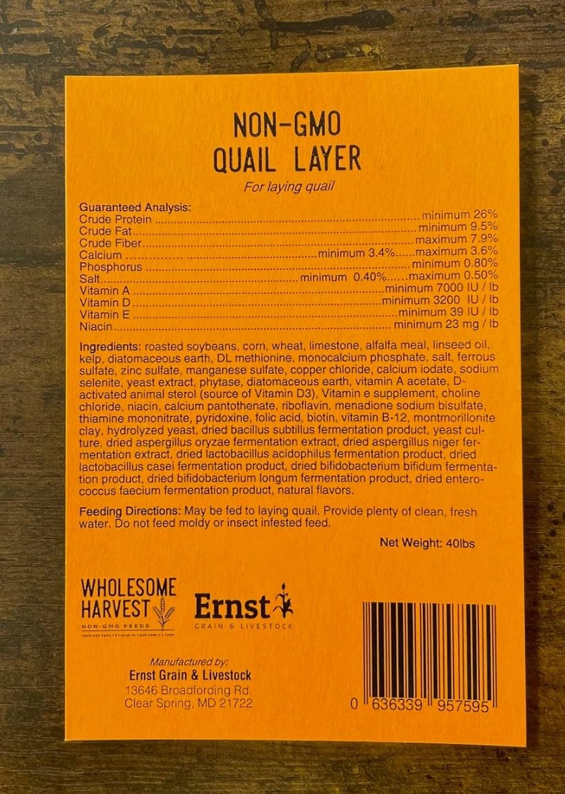 Wholesome Harvest Non-GMO Quail Layer Feed 26% - Premium 10 lb Food for Laying Birds, Button Food - Image 4